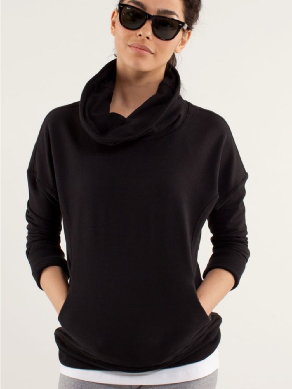 lululemon athletica Black Cowl Turtleneck Sweater
